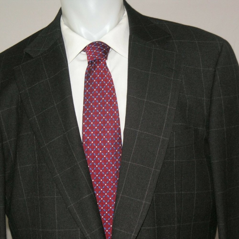 Paul Stuart Gray Windowpane Flannel Weight Super … - image 4